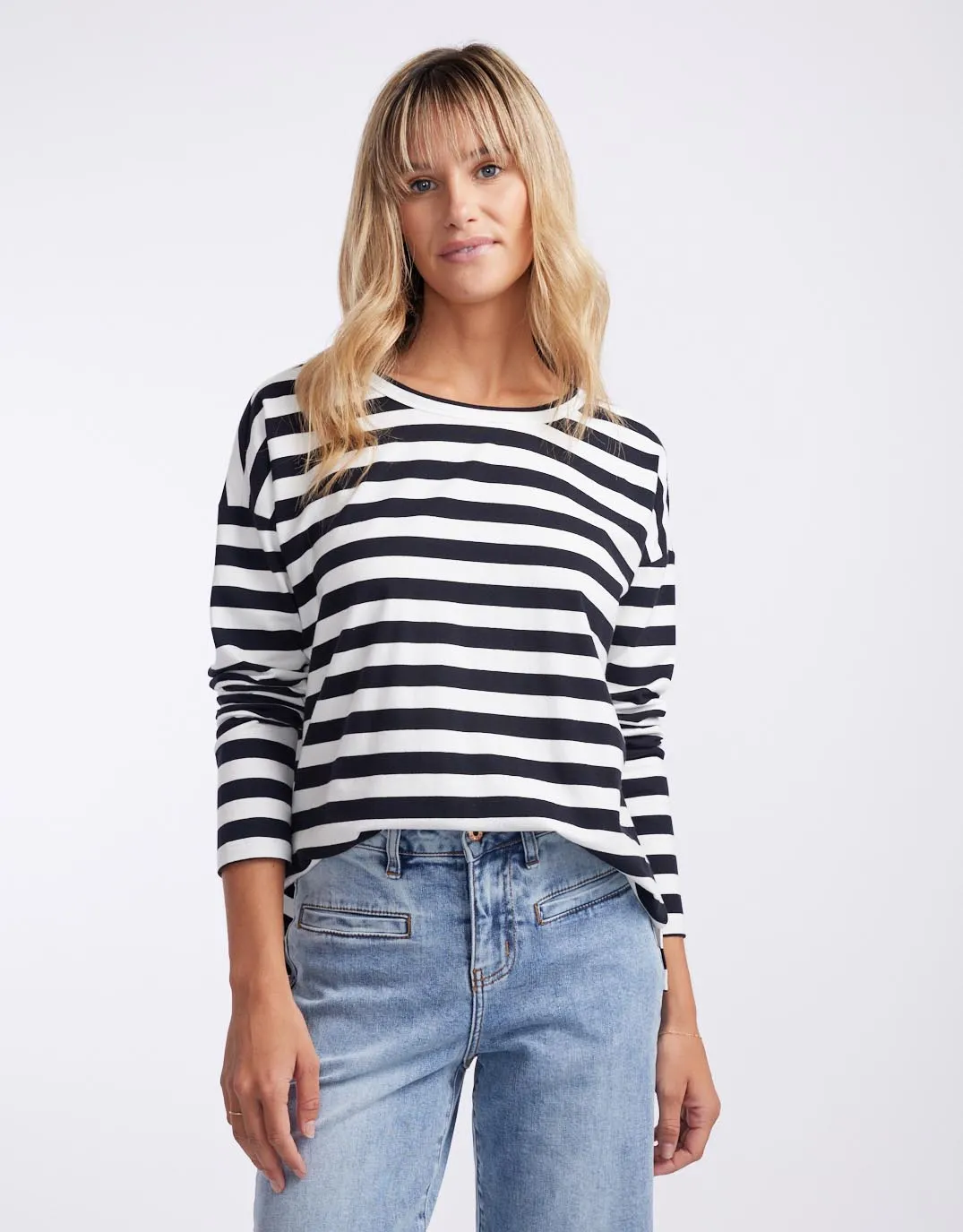 Relaxed Long Sleeve T-Shirt - Frenchie Stripe