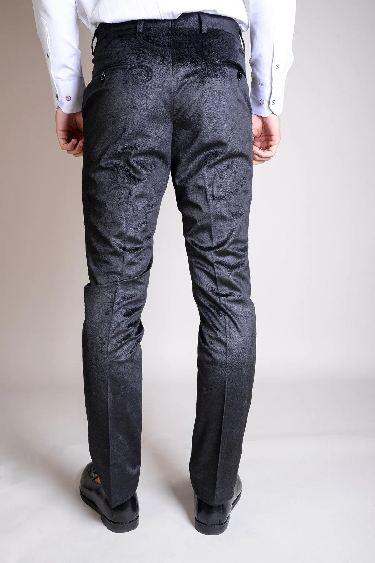 Simon Jacquard Black Velvet Trousers