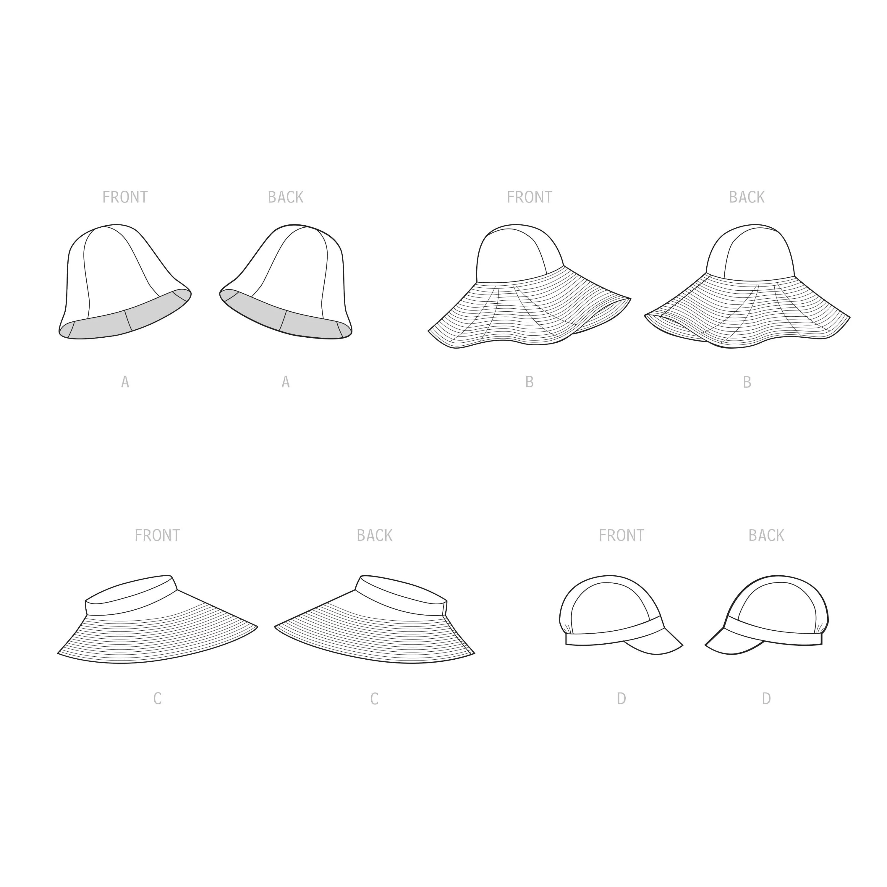 Simplicity Pattern 9505 Hats In Four Styles