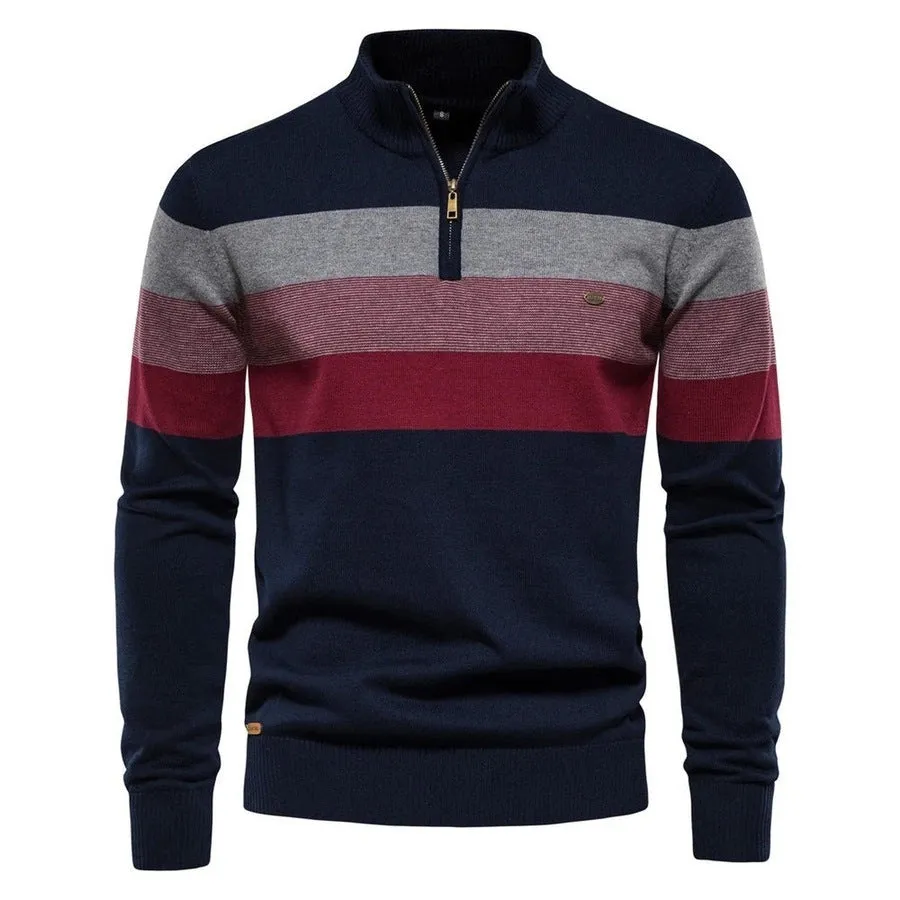 Stylish Striped Half-Zip Sweaters