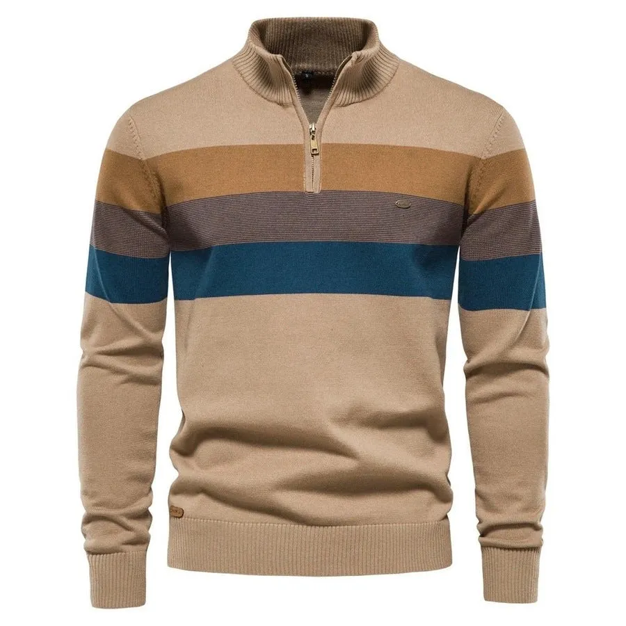 Stylish Striped Half-Zip Sweaters