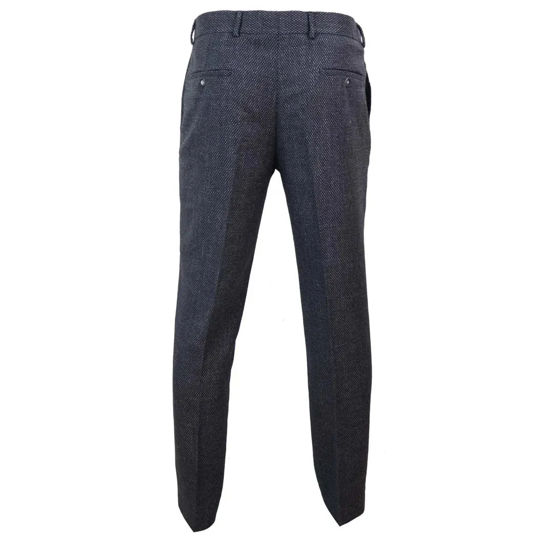 STZ14 - Men's Black Tweed Vintage Trousers