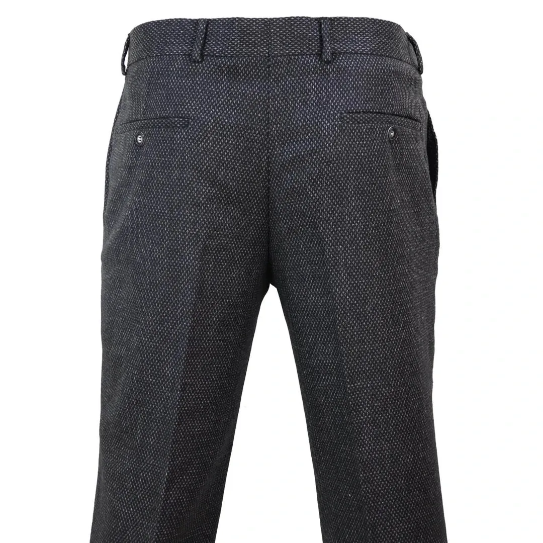 STZ14 - Men's Black Tweed Vintage Trousers