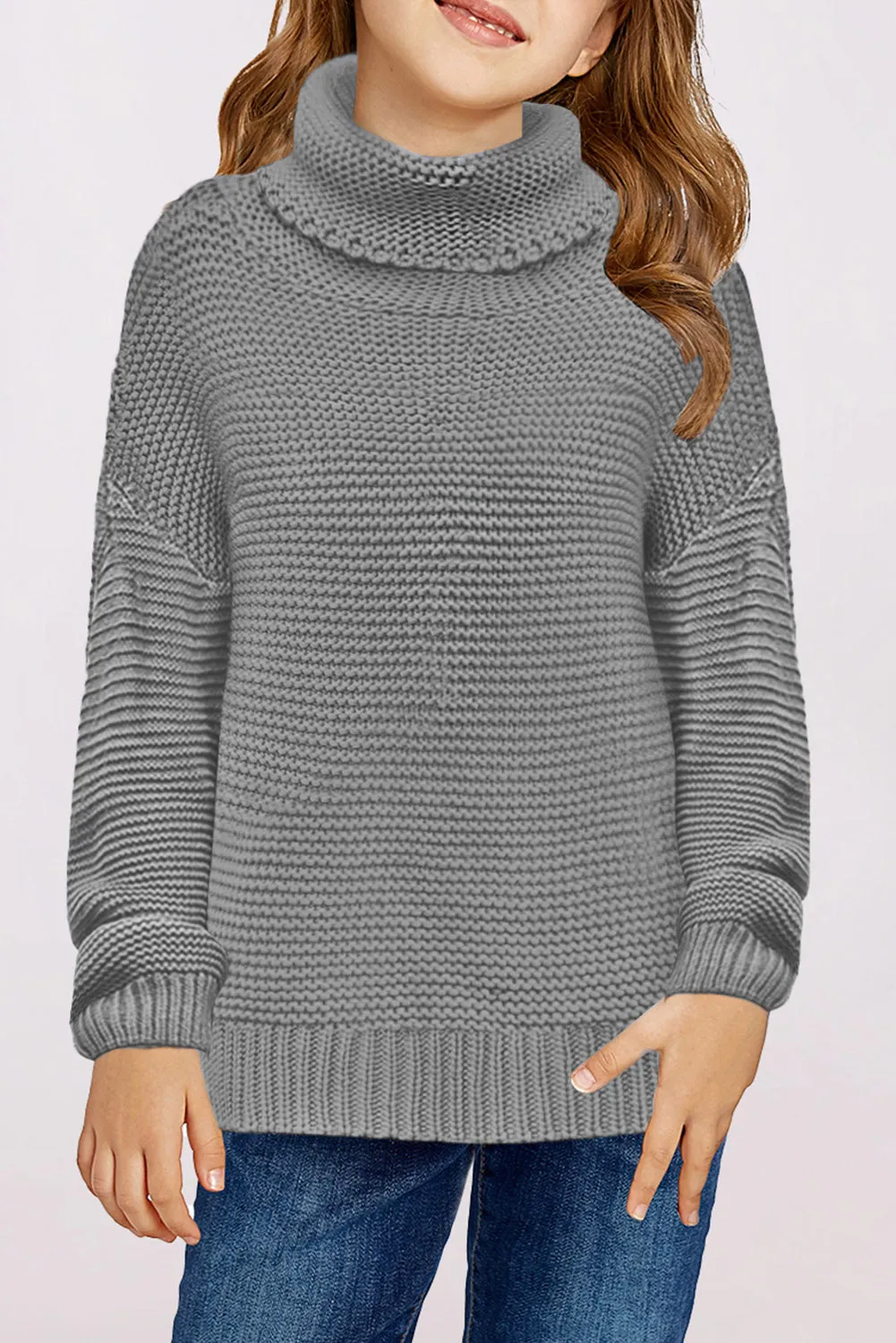 Turtleneck Knitted Girls Sweater