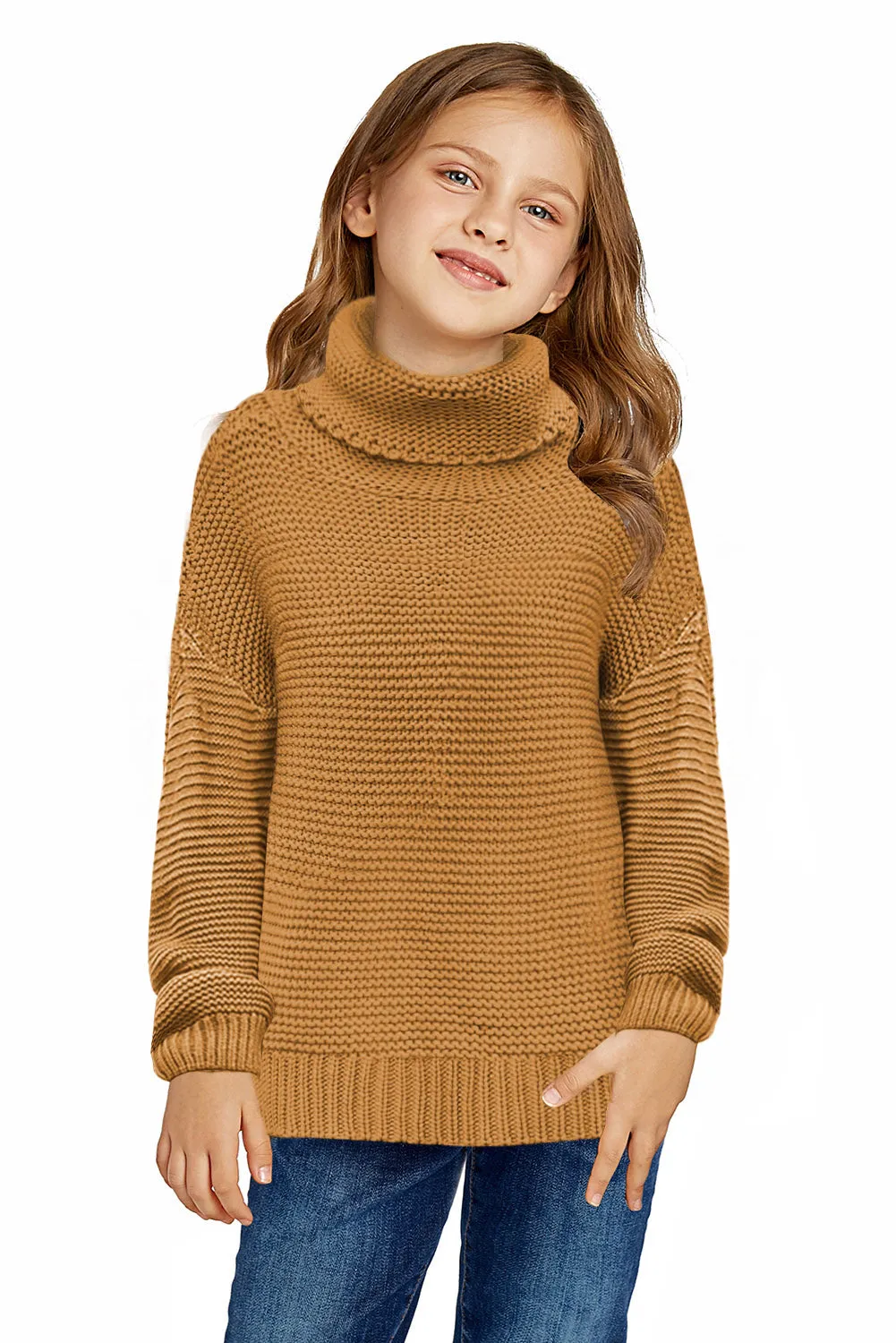 Turtleneck Knitted Girls Sweater