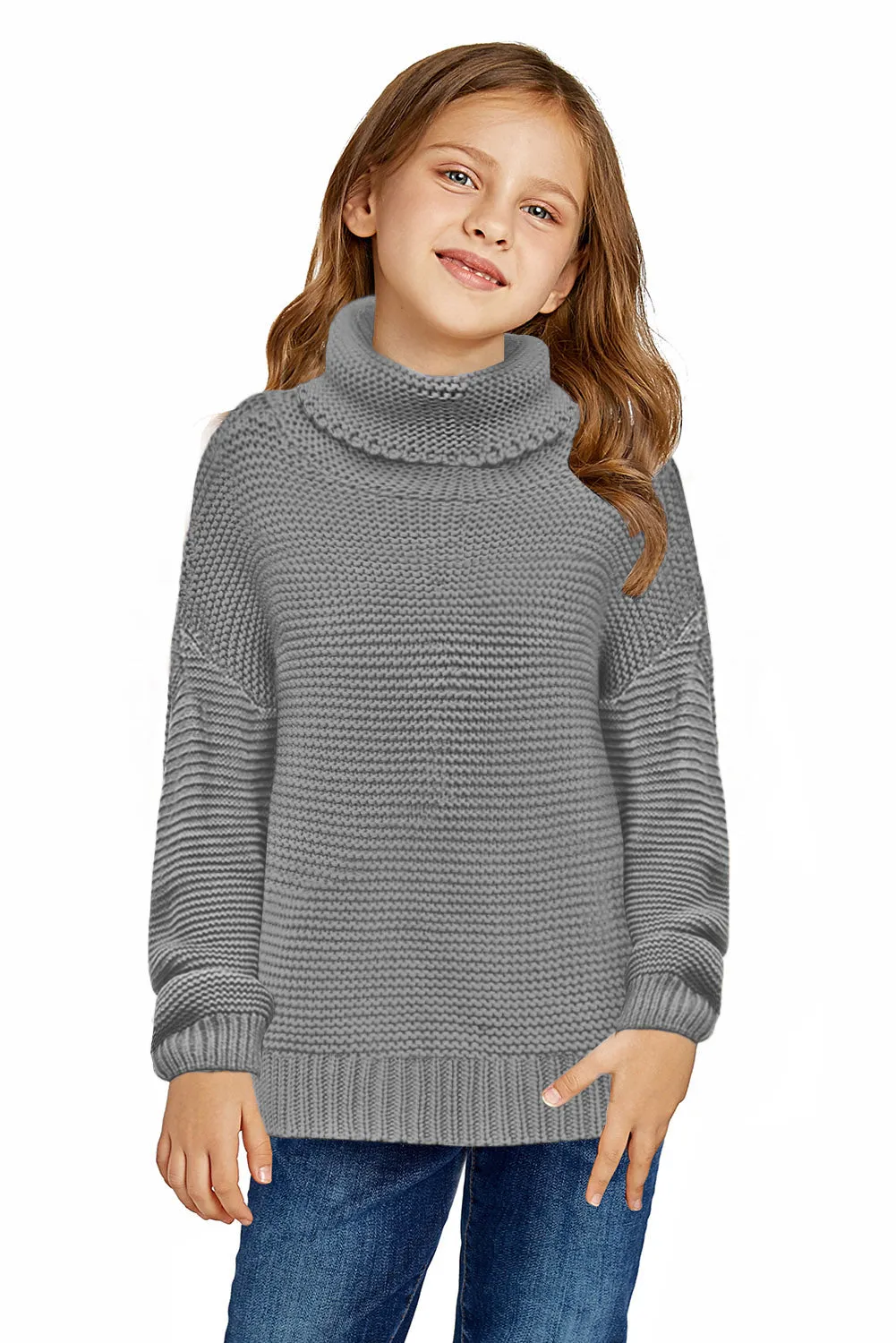 Turtleneck Knitted Girls Sweater