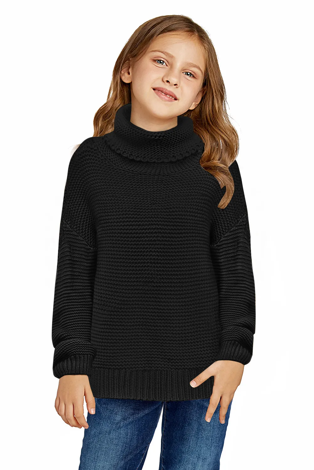 Turtleneck Knitted Girls Sweater