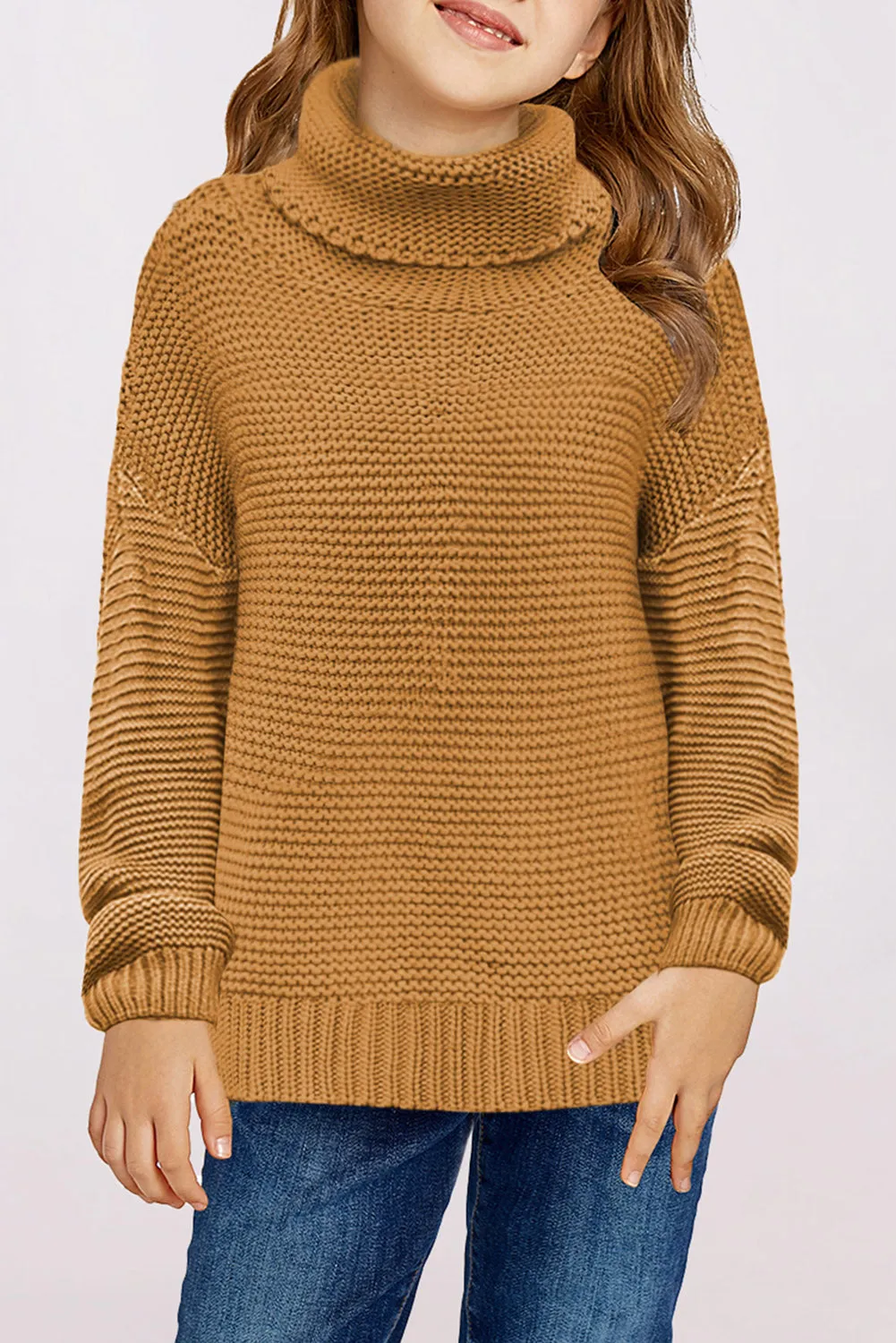 Turtleneck Knitted Girls Sweater