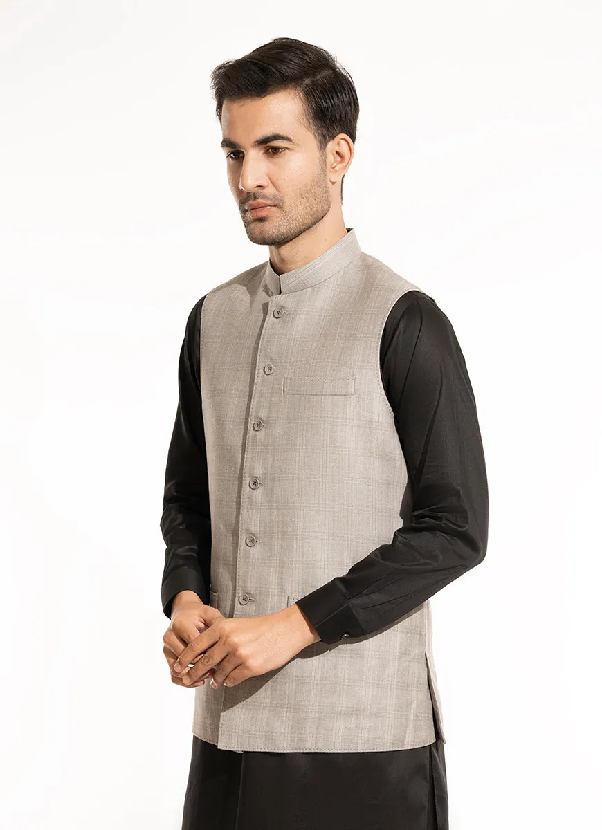 Waist Coat - Linwool Grey Checks