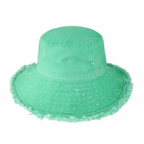 Wide Brim Frayed Bucket Hats