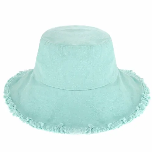 Wide Brim Frayed Bucket Hats