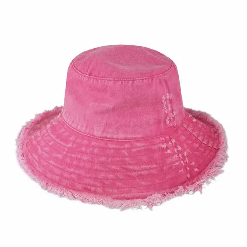 Wide Brim Frayed Bucket Hats