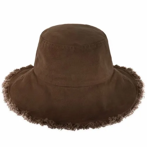 Wide Brim Frayed Bucket Hats