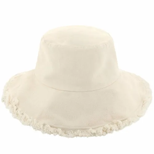 Wide Brim Frayed Bucket Hats