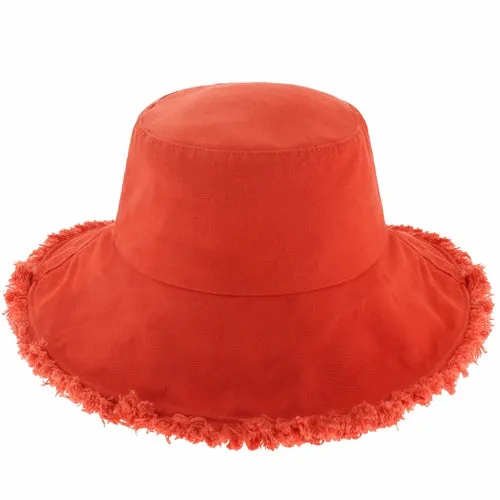 Wide Brim Frayed Bucket Hats