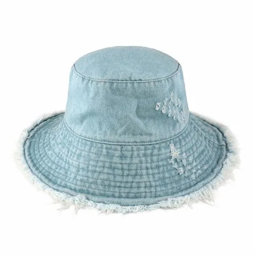 Wide Brim Frayed Bucket Hats