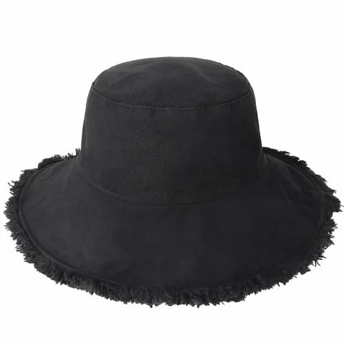 Wide Brim Frayed Bucket Hats