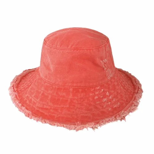 Wide Brim Frayed Bucket Hats