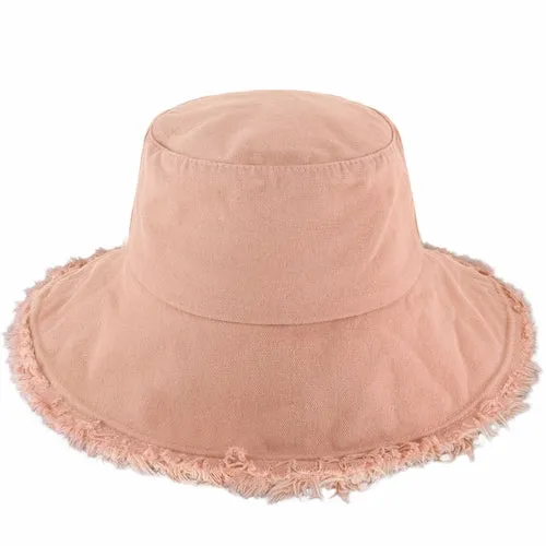 Wide Brim Frayed Bucket Hats