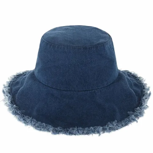 Wide Brim Frayed Bucket Hats