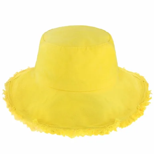 Wide Brim Frayed Bucket Hats