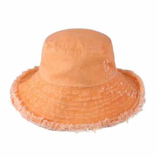 Wide Brim Frayed Bucket Hats