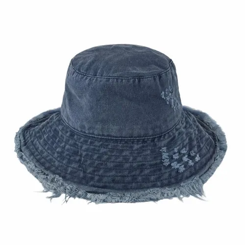 Wide Brim Frayed Bucket Hats