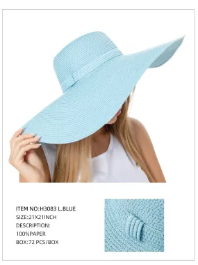 Wide Brim Straw Hat-Lt.Blue