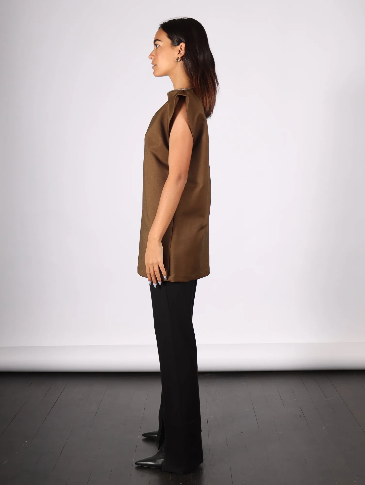 Zipper Top in Khaki by MM6 Maison Margiela