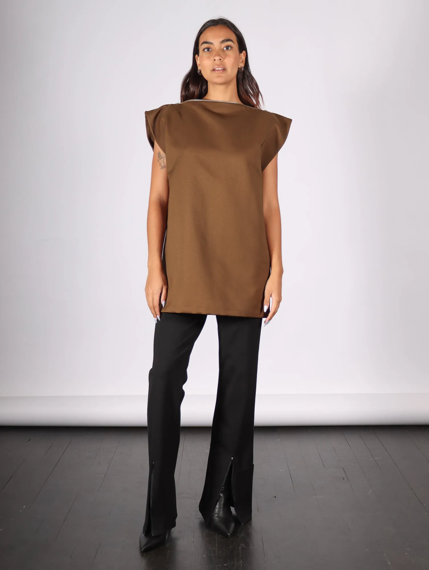 Zipper Top in Khaki by MM6 Maison Margiela