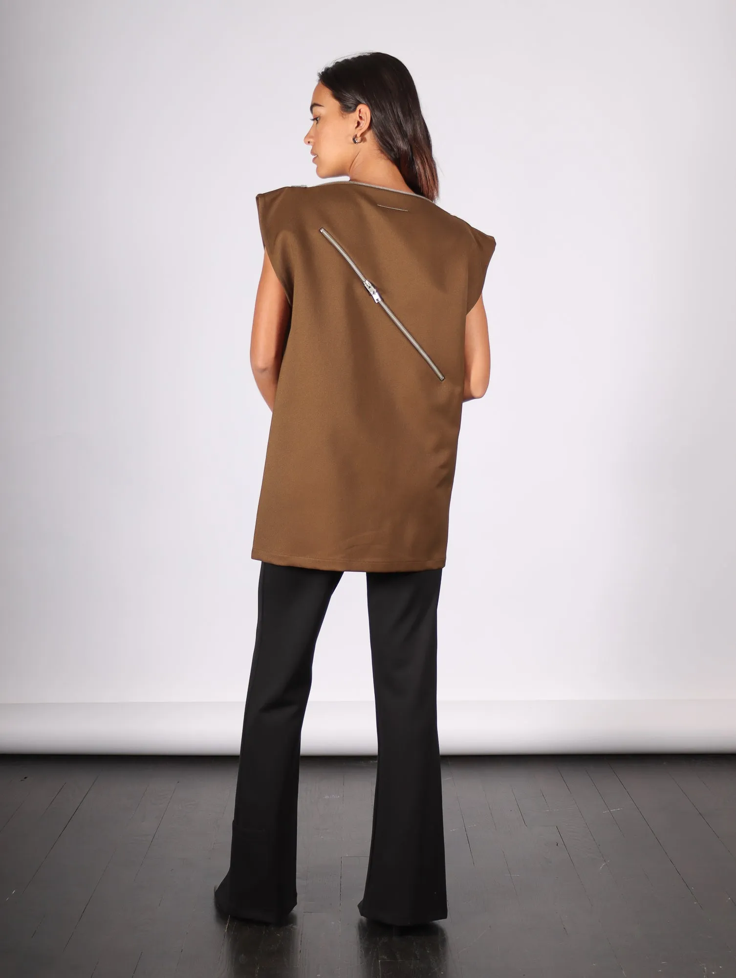 Zipper Top in Khaki by MM6 Maison Margiela